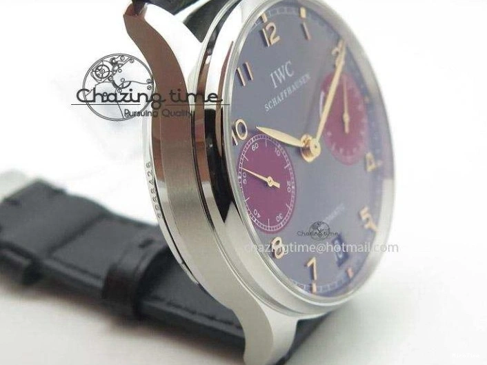 MIROTIME 0416 Breathable Portuguese Real PR IW500127 ZF 1:1 Best Edition Gray Red Dial On Black Leather Strap A 7332